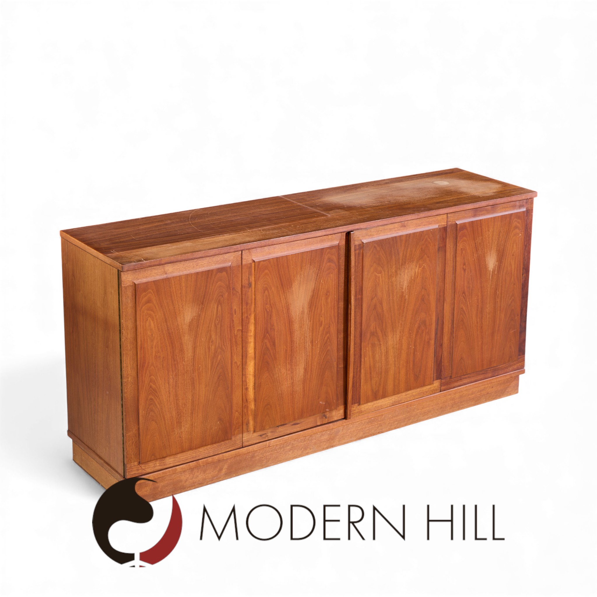 Jack Cartwright for Founders Mid Century Walnut and Cane Credenza and Hutch | Mid Century Modern Furniture - Mid Century Furniture Chicago Jack Cartwright for Founders Mid Century Walnut and Cane Credenza and Hutch