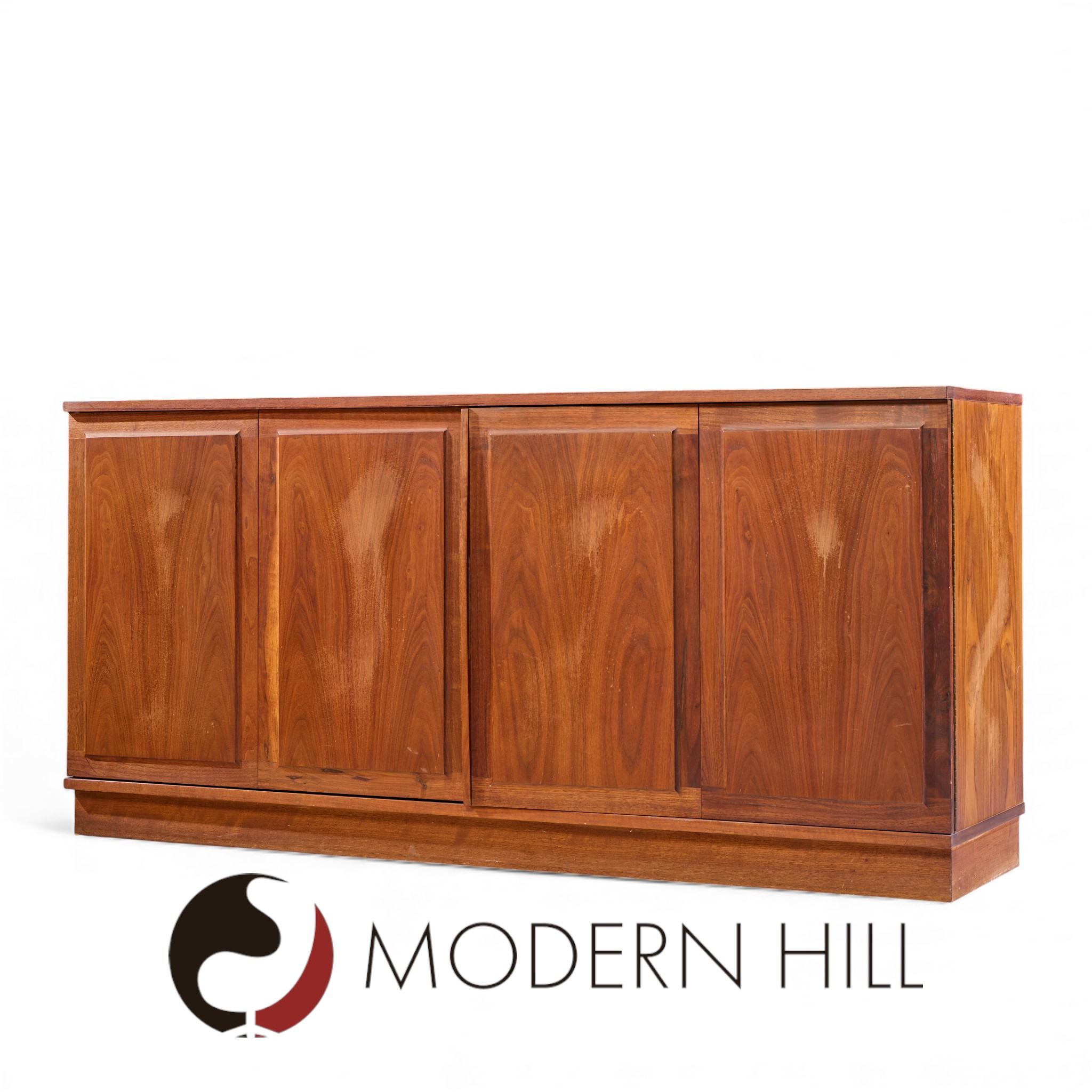 Jack Cartwright for Founders Mid Century Walnut and Cane Credenza and Hutch | Mid Century Modern Furniture - Mid Century Furniture Chicago Jack Cartwright for Founders Mid Century Walnut and Cane Credenza and Hutch
