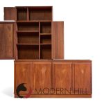 Jack Cartwright for Founders Mid Century Walnut and Cane Credenza and Hutch | Mid Century Modern Furniture - Mid Century Furniture Chicago Jack Cartwright for Founders Mid Century Walnut and Cane Credenza and Hutch