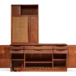 Jack Cartwright for Founders Mid Century Walnut and Cane Credenza and Hutch | Mid Century Modern Furniture - Mid Century Furniture Chicago Jack Cartwright for Founders Mid Century Walnut and Cane Credenza and Hutch