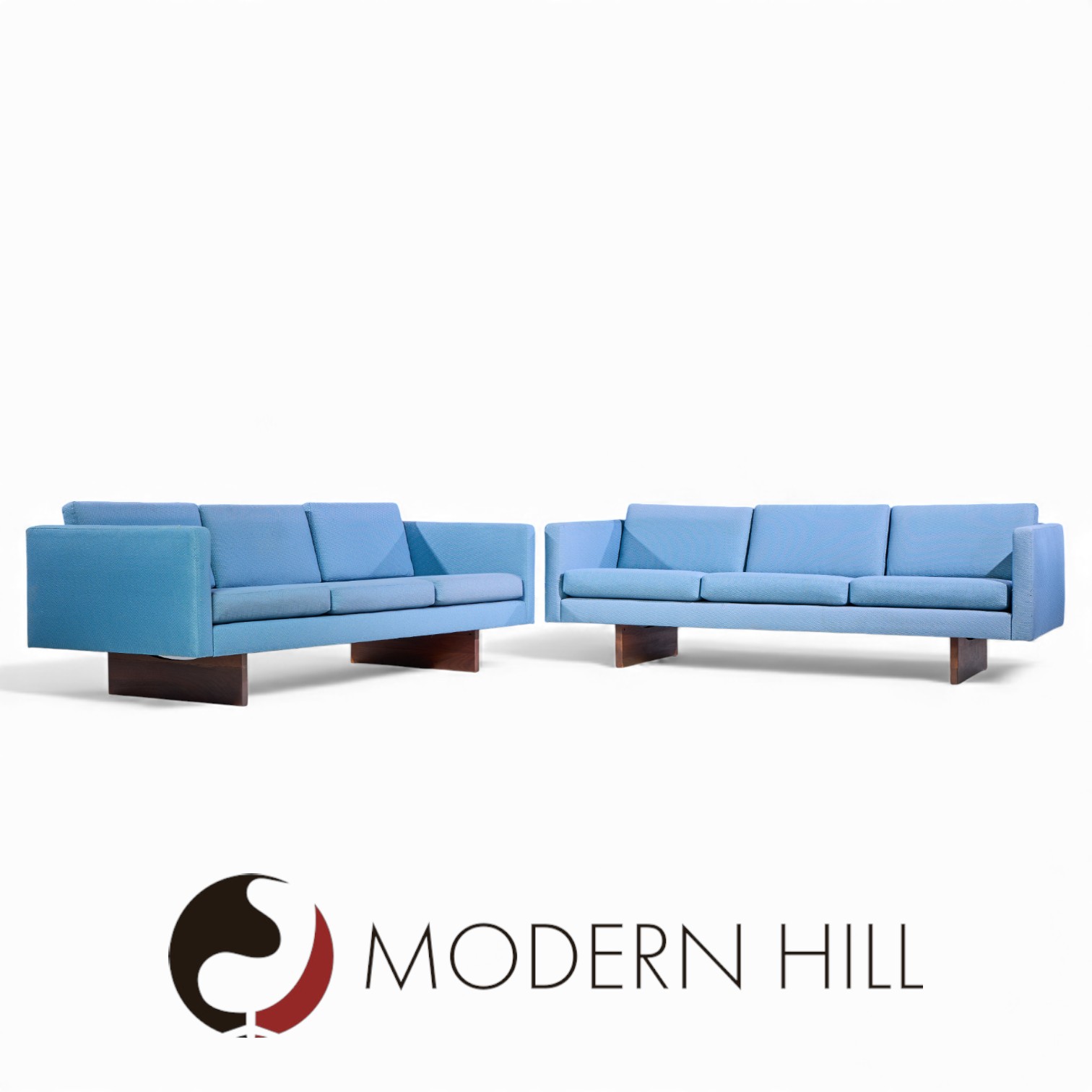 Jens Risom Mid Century Walnut Sofa - Pair