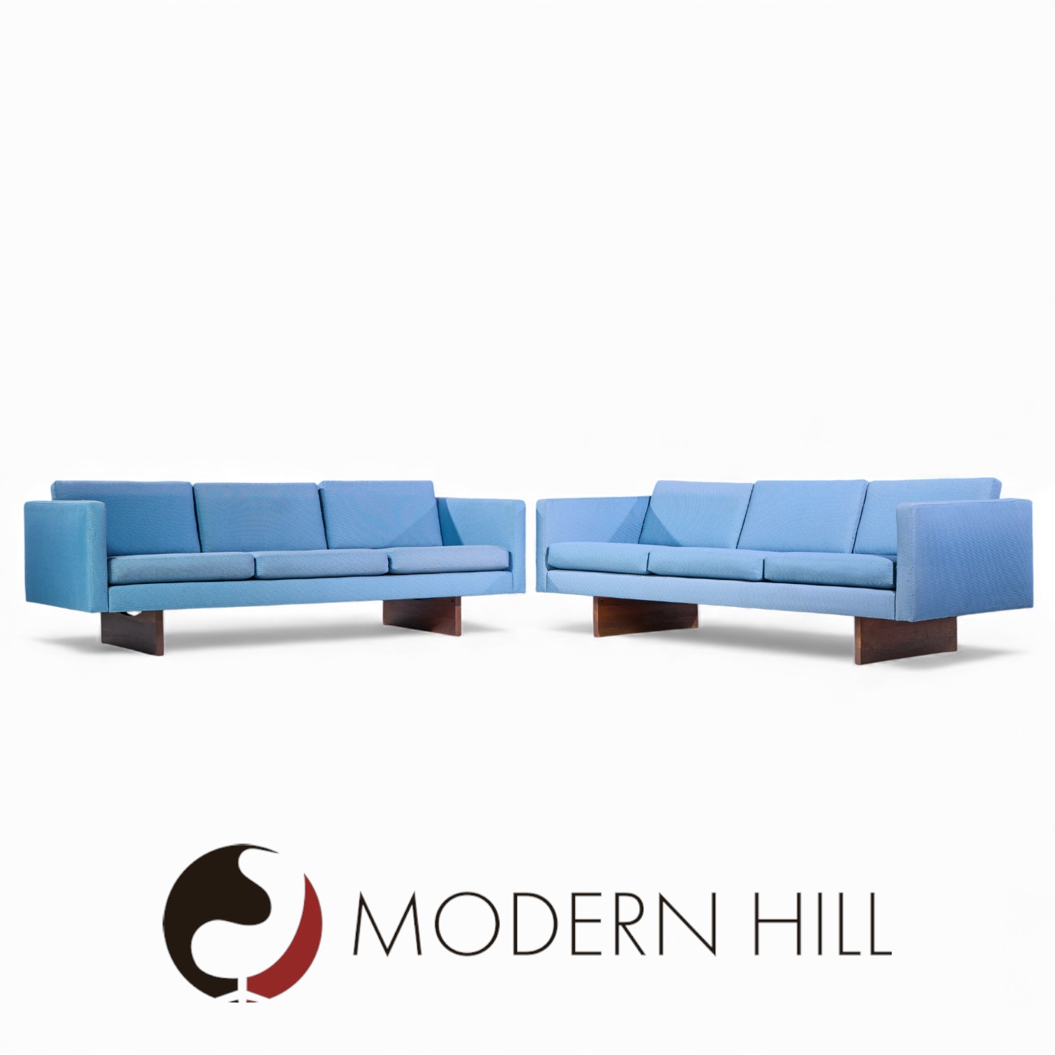 Jens Risom Mid Century Walnut Sofa - Pair