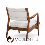 Jens Risom U430 Mid Century Walnut Lounge Chairs - Pair