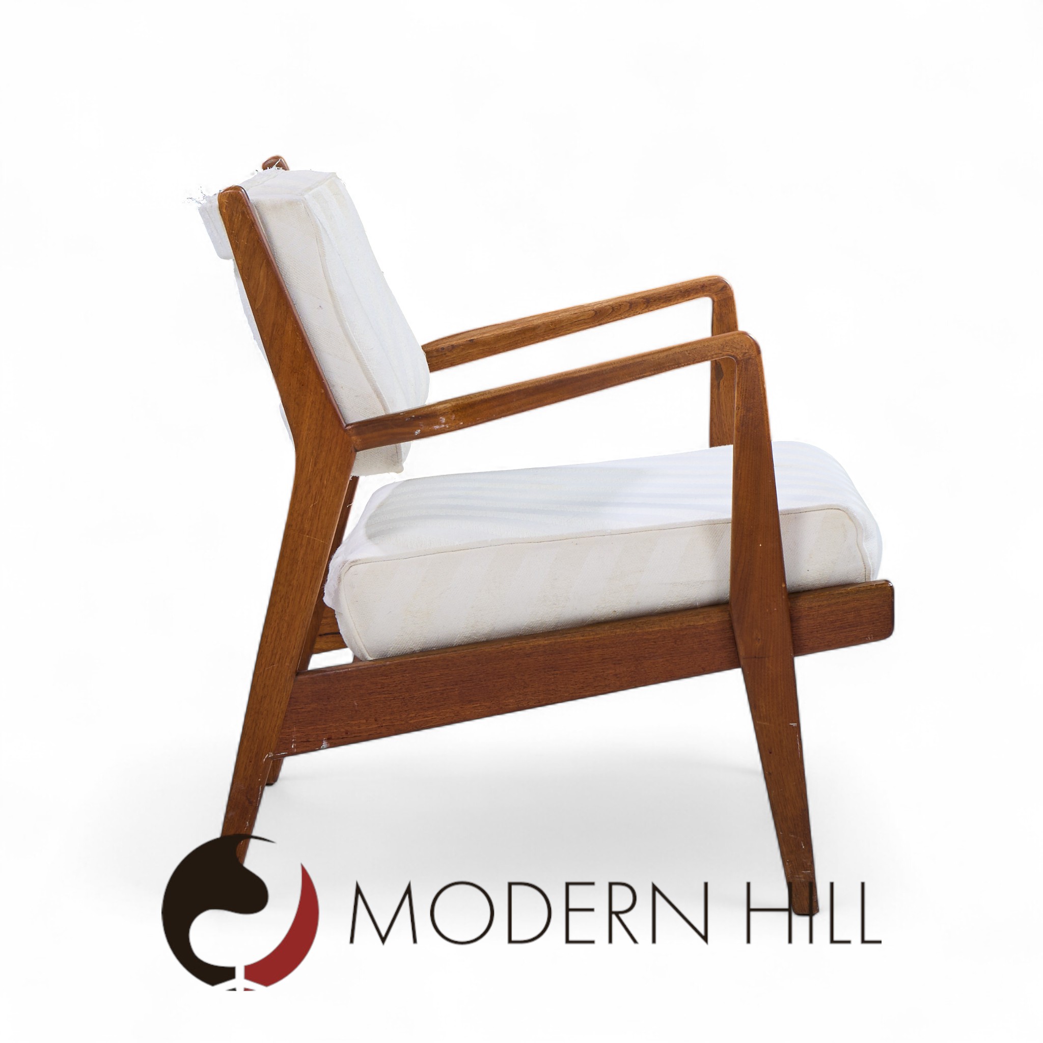 Jens Risom U430 Mid Century Walnut Lounge Chairs - Pair