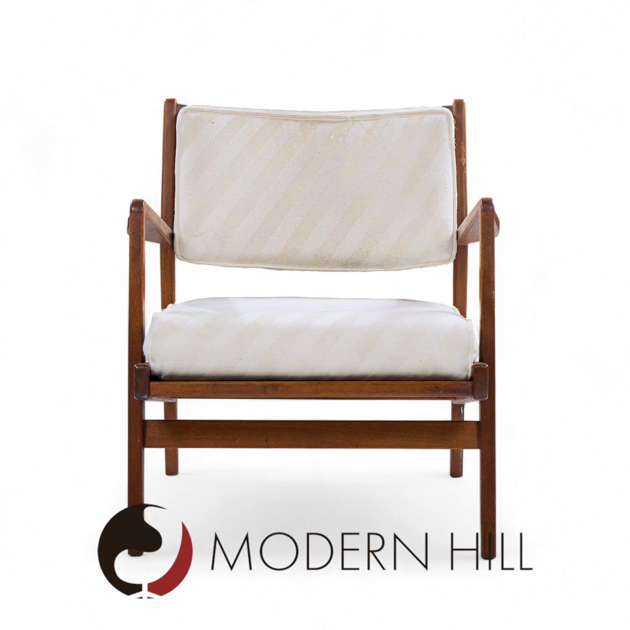 Jens Risom U430 Mid Century Walnut Lounge Chairs - Pair