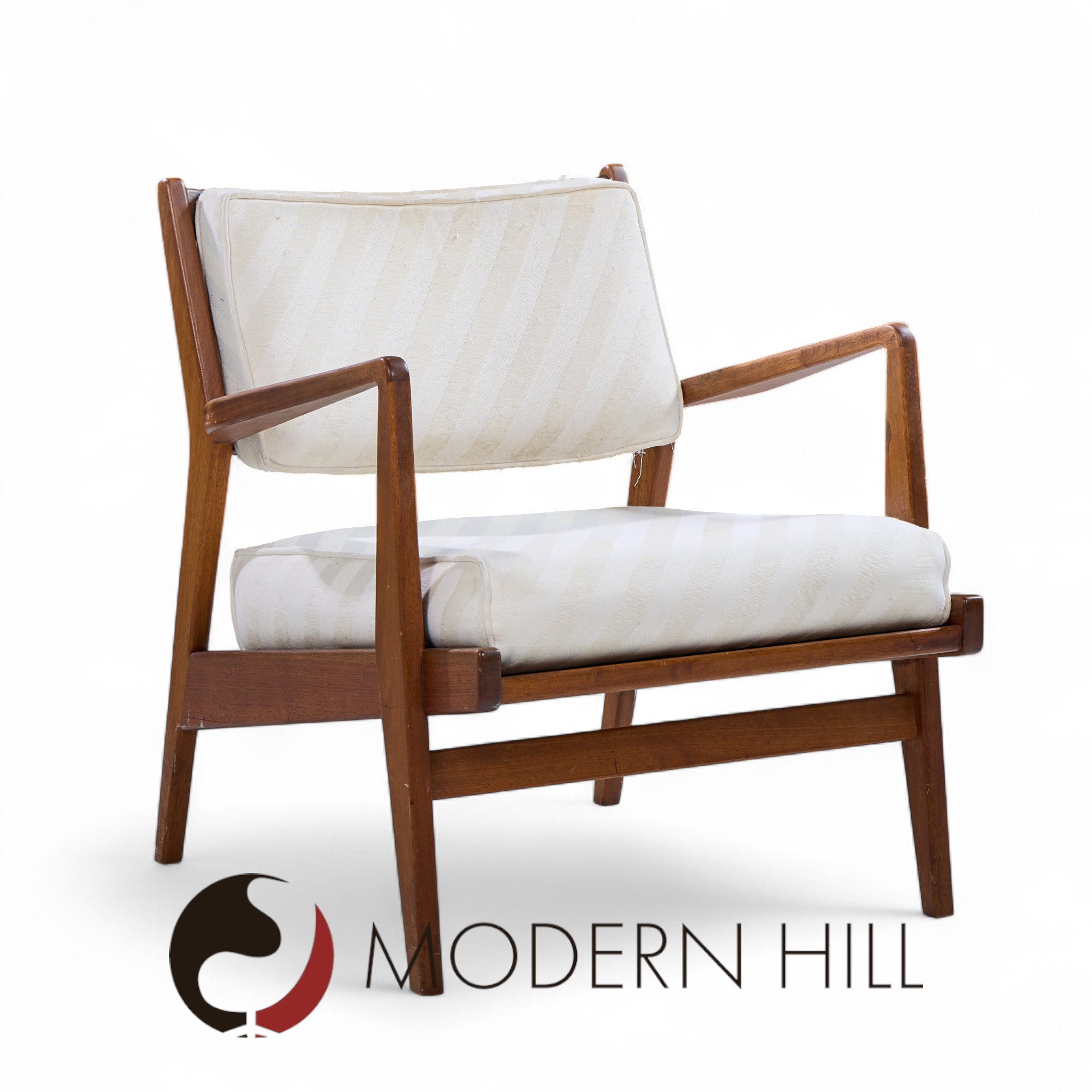 Jens Risom U430 Mid Century Walnut Lounge Chairs - Pair