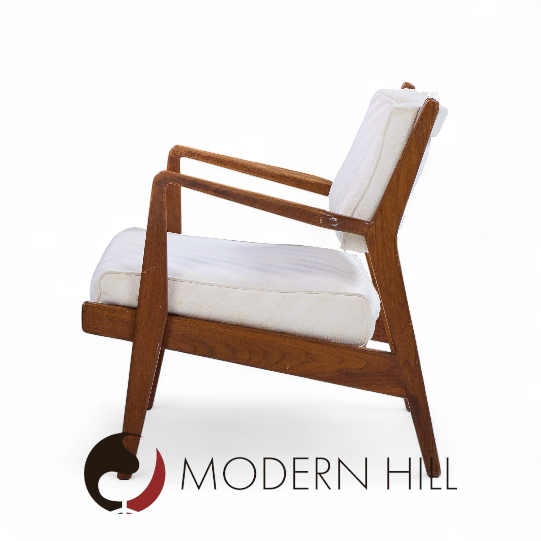 Jens Risom U430 Mid Century Walnut Lounge Chairs - Pair