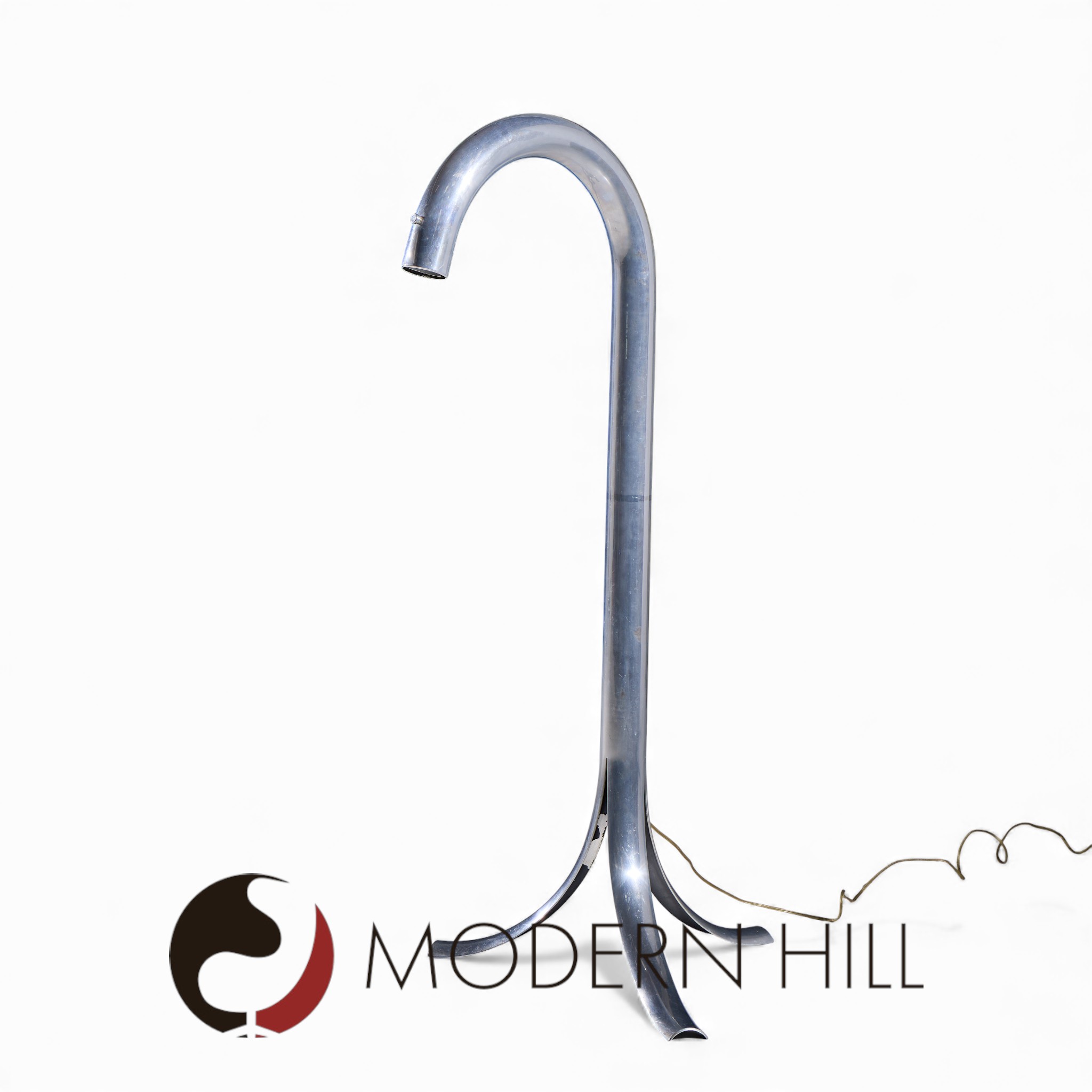 John Mascheroni Mid Century Aluminum Tube Floor Lamps - Pair