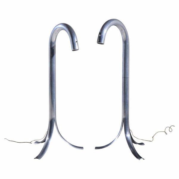 John Mascheroni Mid Century Aluminum Tube Floor Lamps - Pair