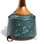 John Van Koert for Drexel Mid Century Green Ceramic and Walnut Side End Tables - Pair