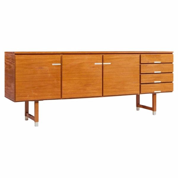 Kai Kristiansen for Feldballes Møbelfabrik Mid Century Danish Teak and Brass Credenza