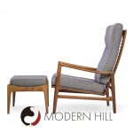 Kofod Larsen for Selig Mid Century Danish Walnut Lounge Chair and Ottoman