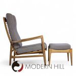 Kofod Larsen for Selig Mid Century Danish Walnut Lounge Chair and Ottoman