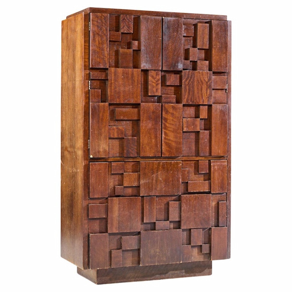 Lane Staccato Brutalist Mid Century Walnut Armoire Dresser | Mid