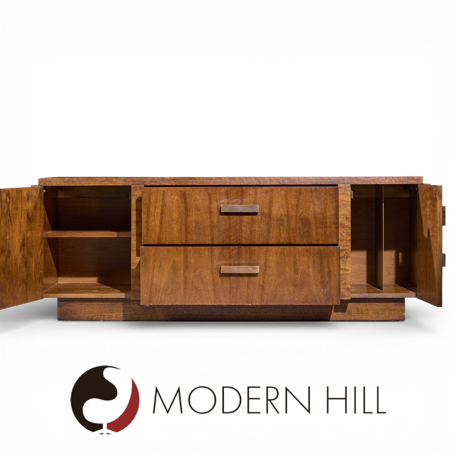 Lane Staccato Brutalist Mid Century Walnut Credenza