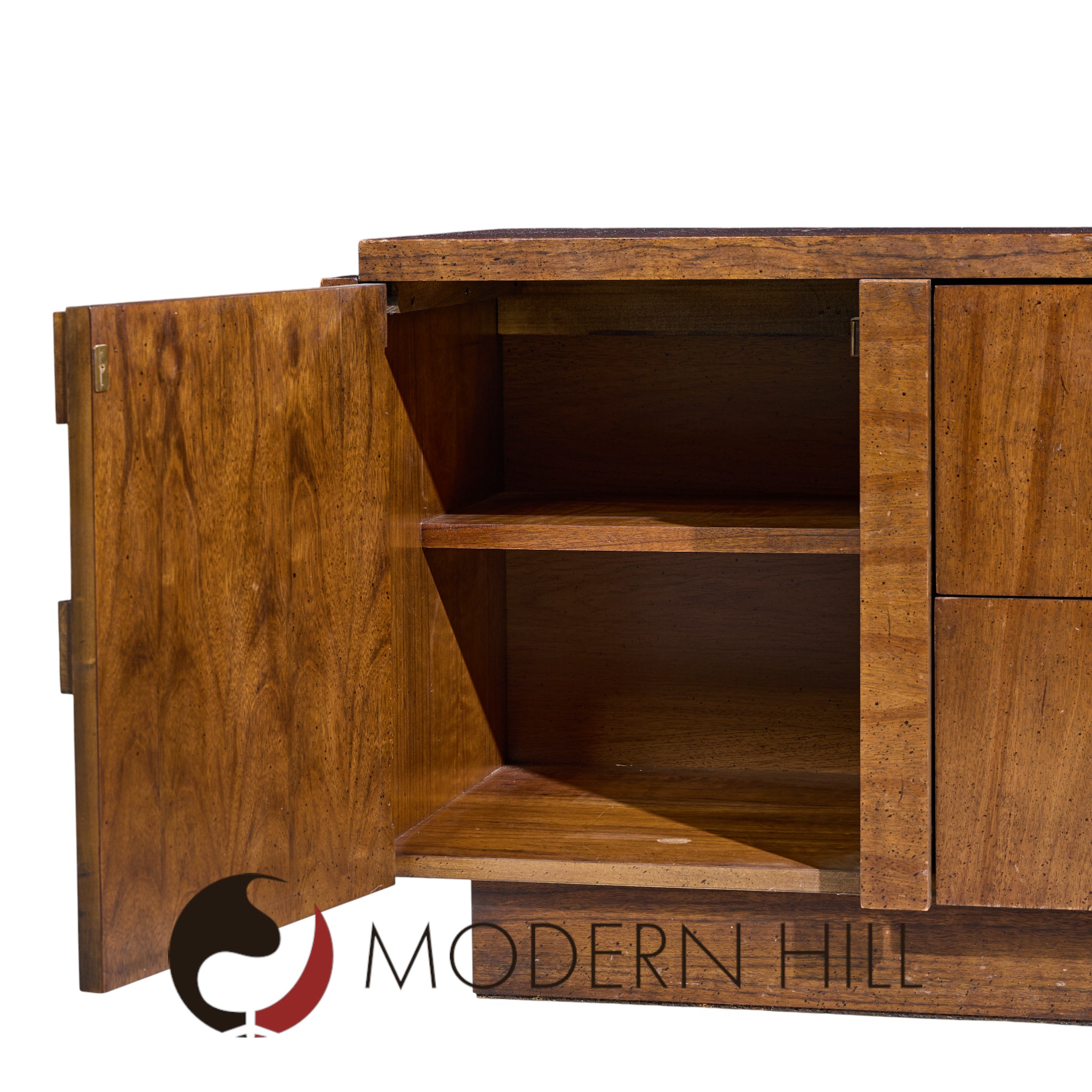 Lane Staccato Brutalist Mid Century Walnut Credenza