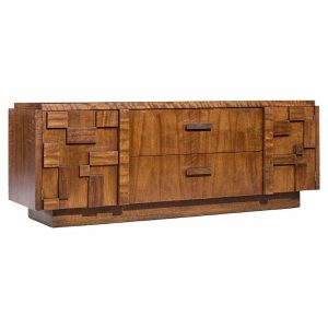 lane staccato brutalist mid century walnut credenza