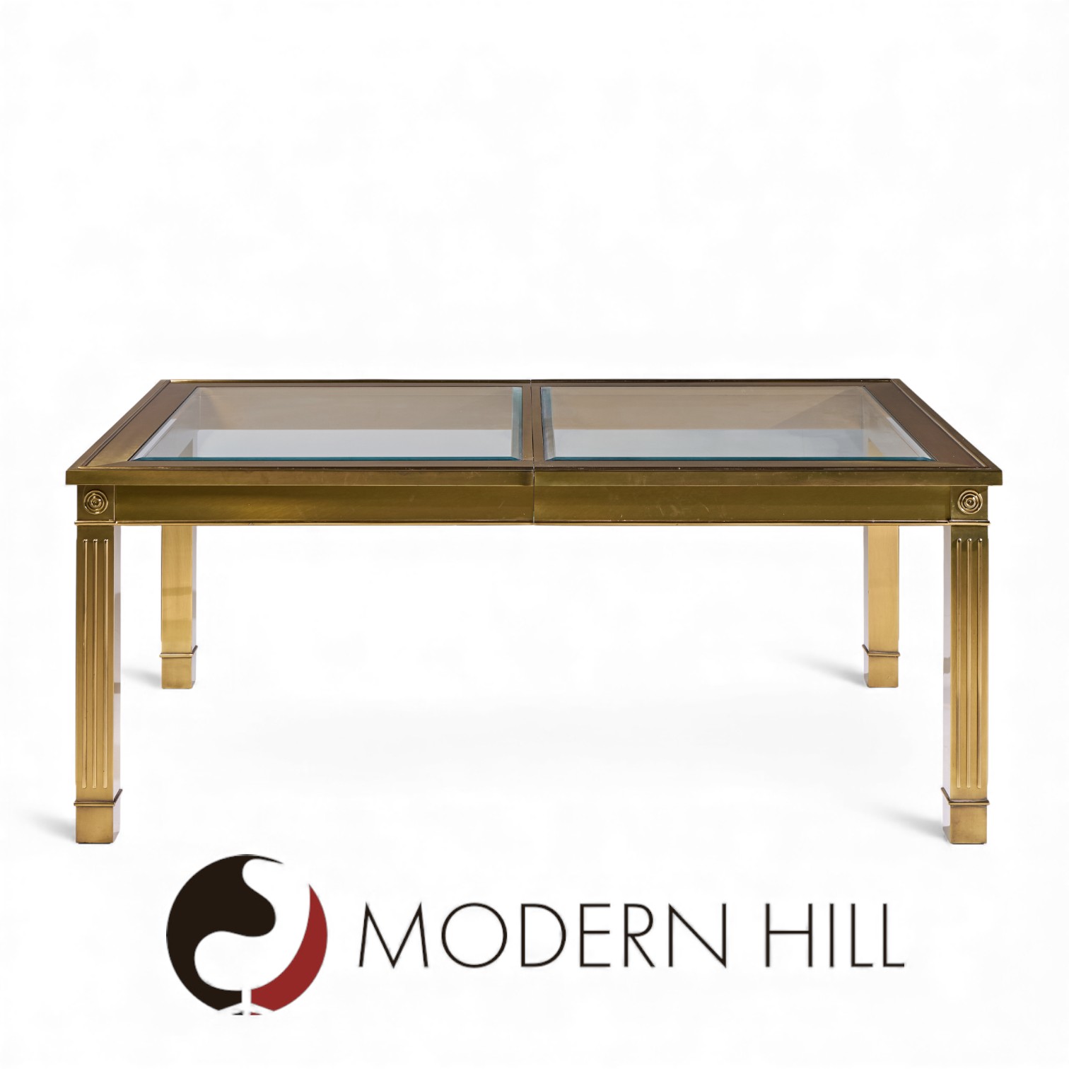 Mastercraft Mid Century Brass Expanding Dining Table with 1 Leaf