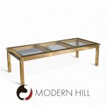 Mastercraft Mid Century Brass Expanding Dining Table with 1 Leaf