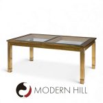 Mastercraft Mid Century Brass Expanding Dining Table with 1 Leaf