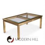 Mastercraft Mid Century Brass Expanding Dining Table with 1 Leaf