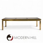 Mastercraft Mid Century Brass Expanding Dining Table with 1 Leaf