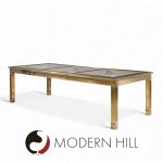 Mastercraft Mid Century Brass Expanding Dining Table with 1 Leaf