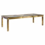 Mastercraft Mid Century Brass Expanding Dining Table with 1 Leaf