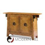 Mastercraft Mid Century Burlwood and Brass Console Credenza