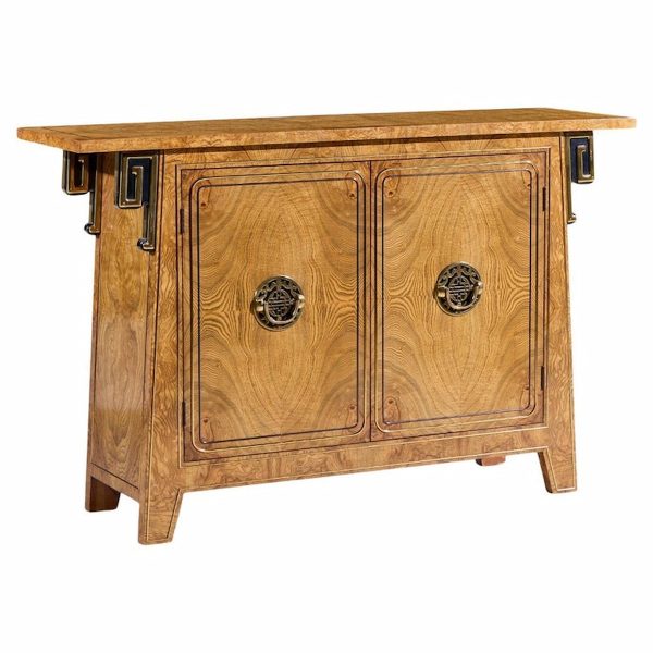 Mastercraft Mid Century Burlwood and Brass Console Credenza