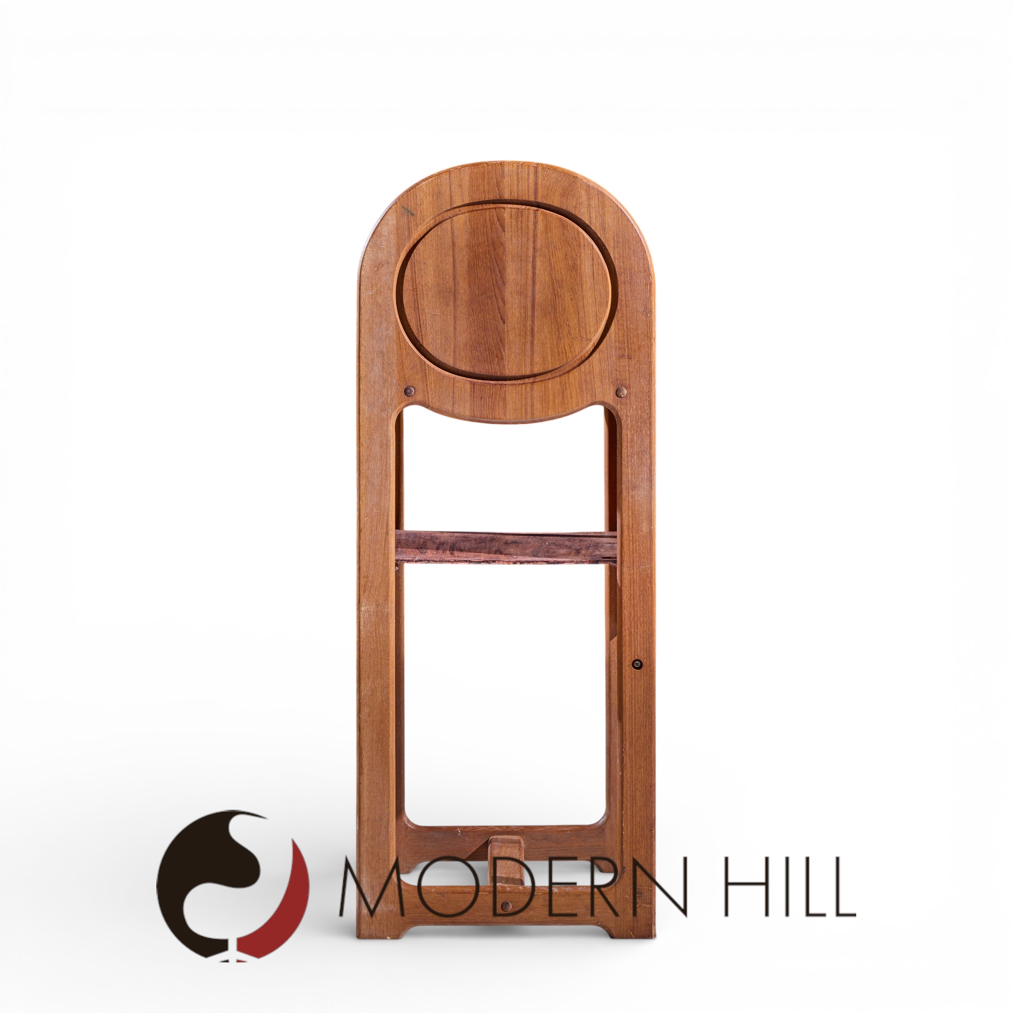 Mid Century Danish Teak Tambour Door Foyer Entry Console Phone Table