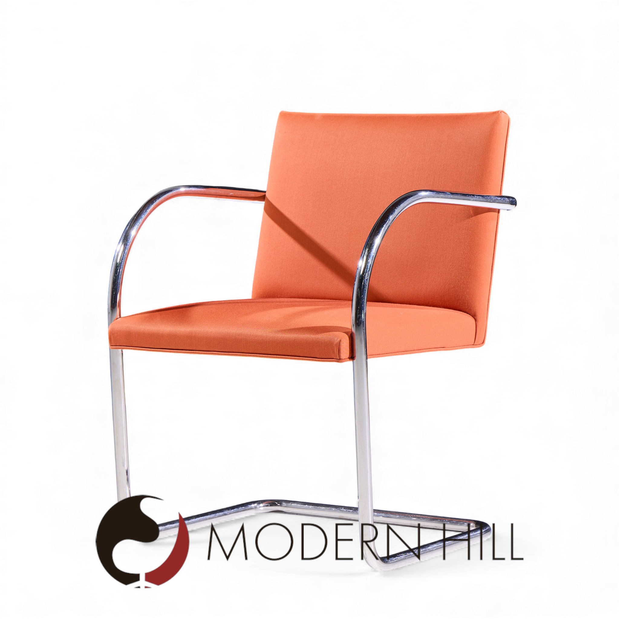 Mies Van Der Rohe for Knoll Brno Mid Century Tubular Cantilever Chrome Dining Chairs - Set of 8