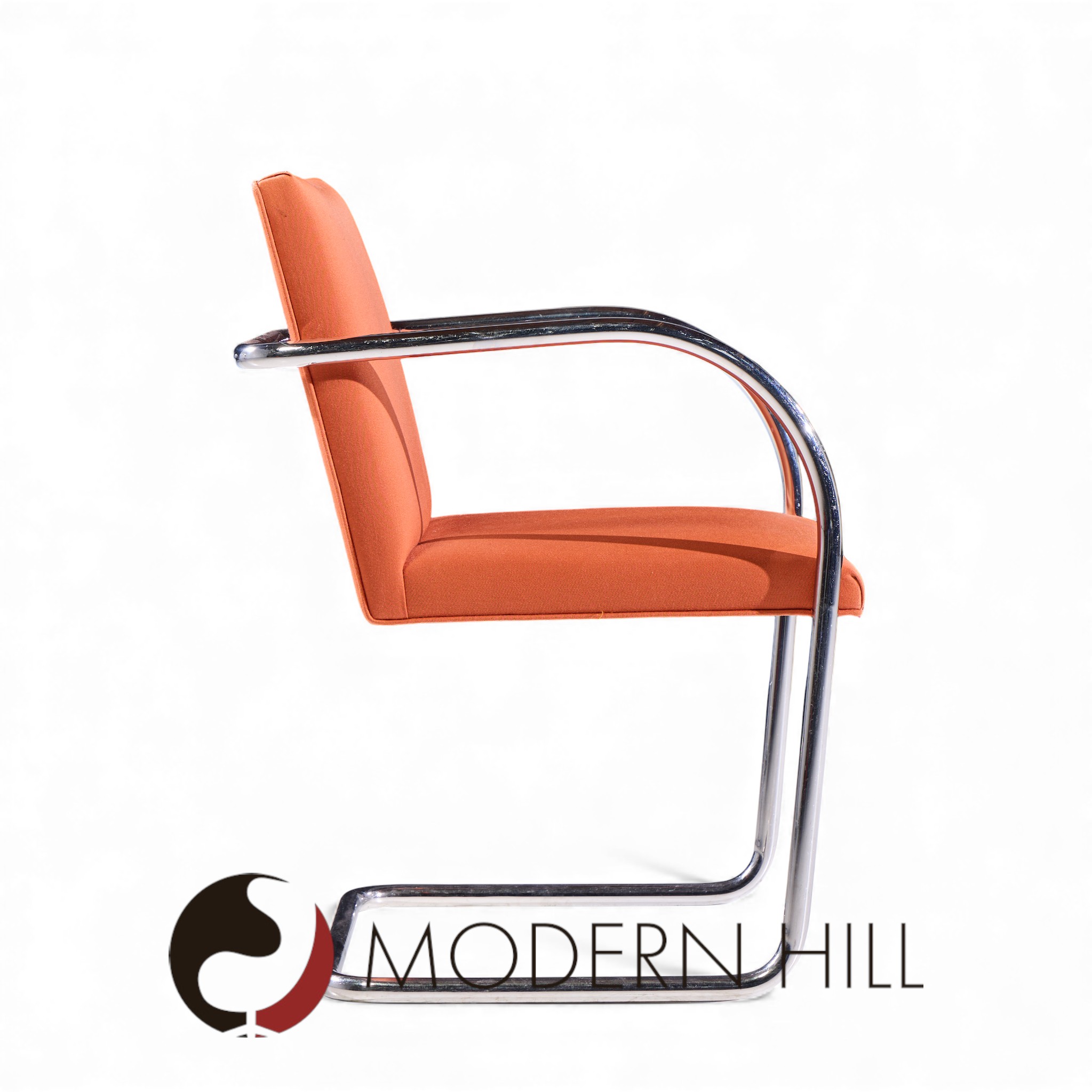 Mies Van Der Rohe for Knoll Brno Mid Century Tubular Cantilever Chrome Dining Chairs - Set of 8