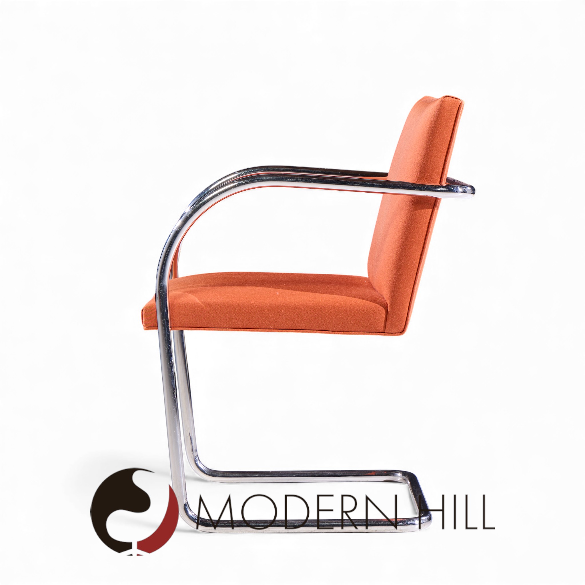 Mies Van Der Rohe for Knoll Brno Mid Century Tubular Cantilever Chrome Dining Chairs - Set of 8