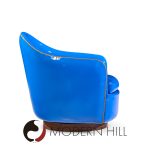 Milo Baughman for Thayer Coggin Mid Century Blue Swivel Tilt Lounge Chairs - Pair