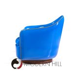 Milo Baughman for Thayer Coggin Mid Century Blue Swivel Tilt Lounge Chairs - Pair