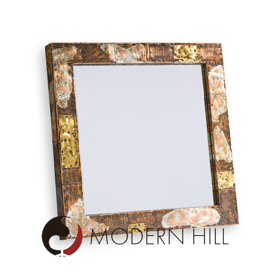 Paul Evans Mid Century Patchwork Copper, Brass and Pewter Mirror