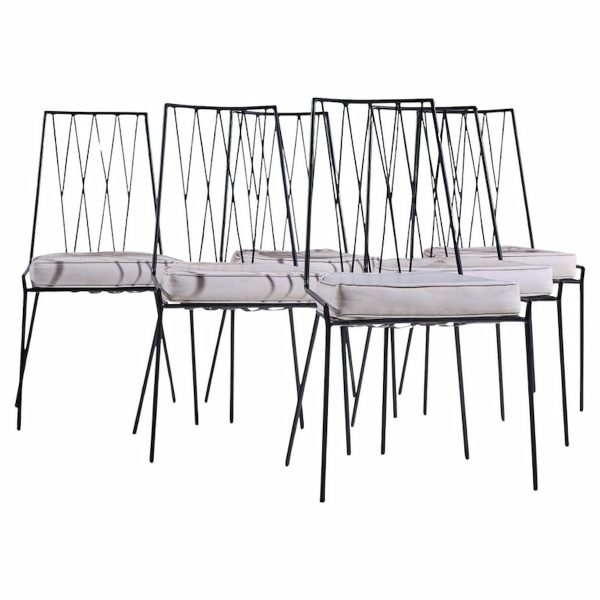 Paul Mccobb for Arbuck Pavilion Collection Mid Century Iron Dining Chairs - Set of 6
