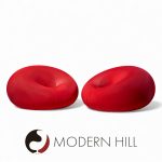 Tullio Eugenio Regge for Gufram Srl Mid Century Italian Red Detecma Chairs - Pair