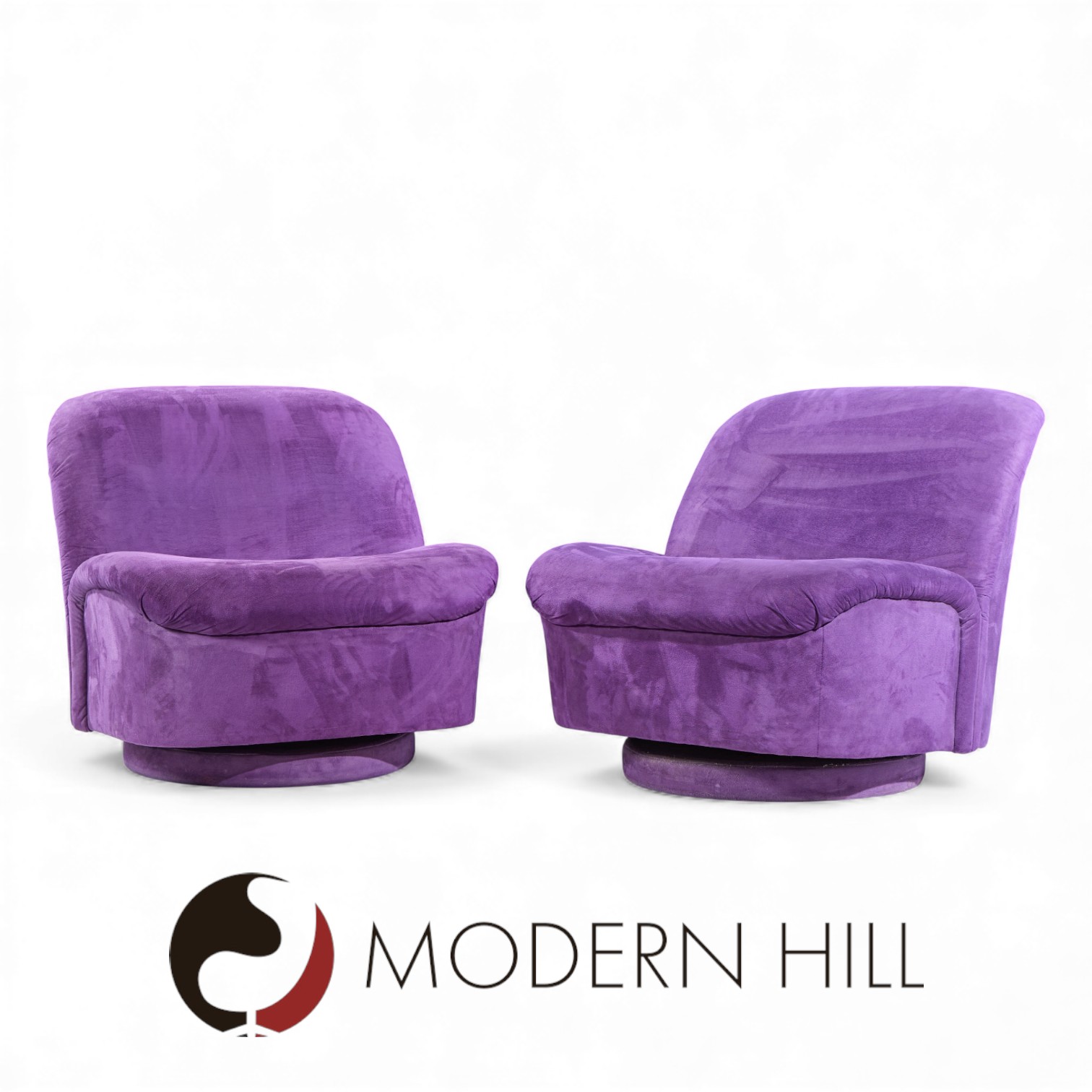 Vladimir Kagan for Directional Mid Century Swivel Lounge Chairs - Pair