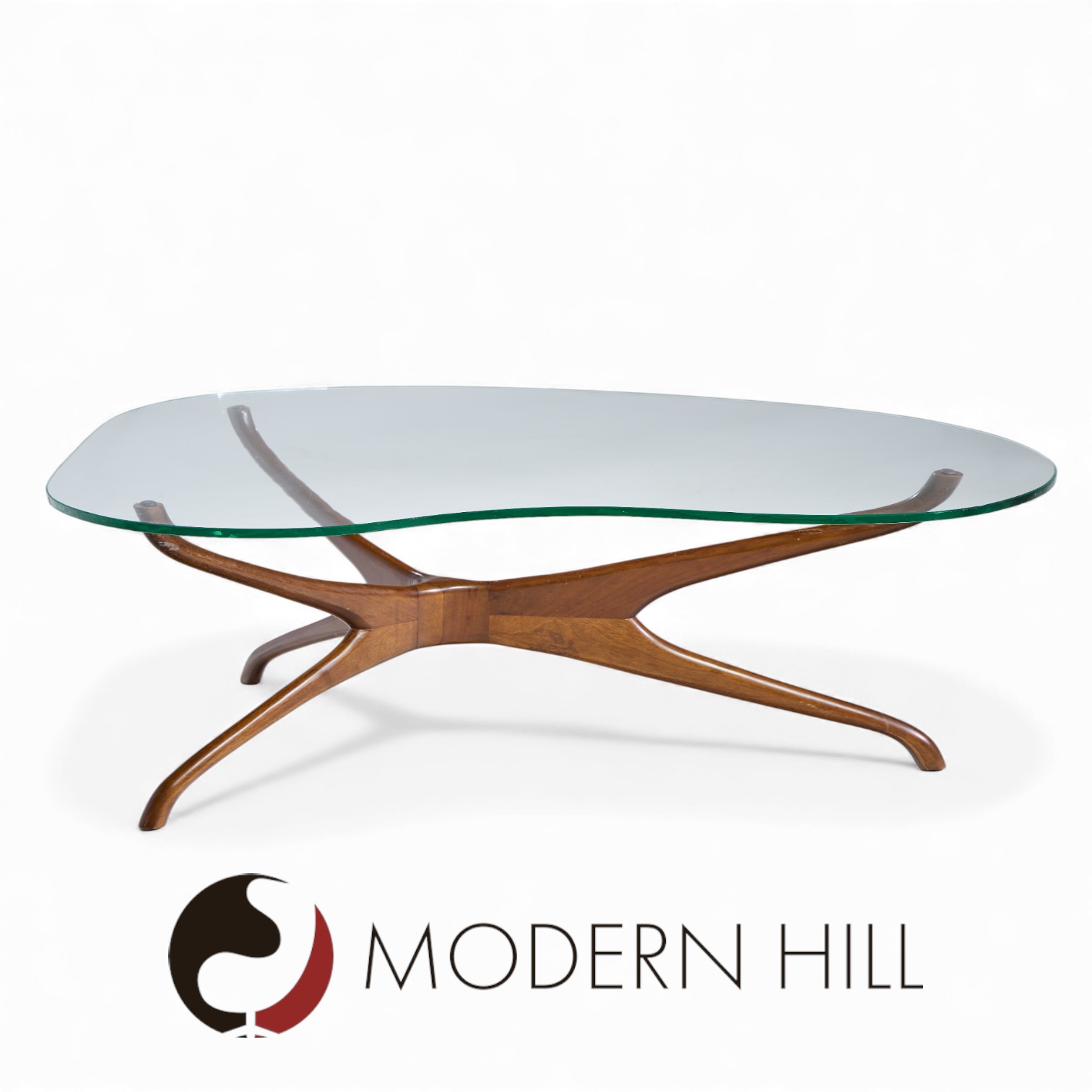 Vladimir Kagan for Dreyfuss Mid Century Walnut Tri-symmetric Coffee Table