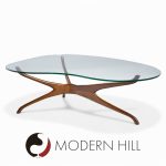 Vladimir Kagan for Dreyfuss Mid Century Walnut Tri-symmetric Coffee Table