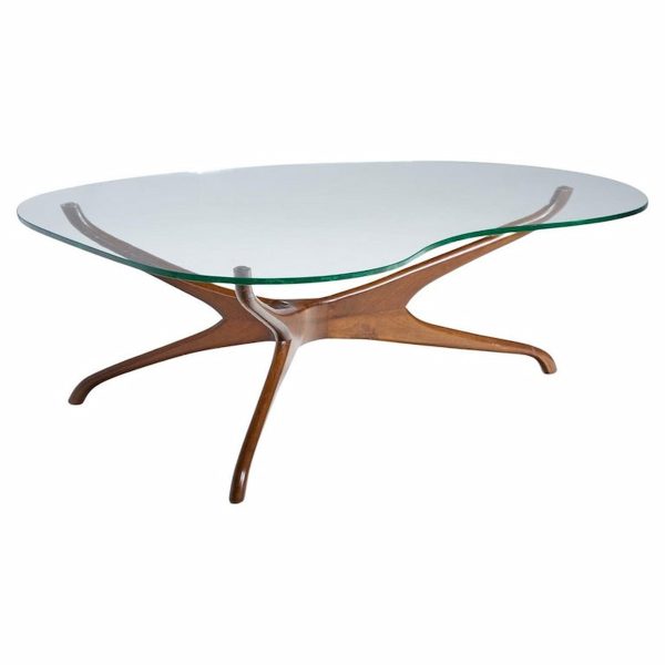 Vladimir Kagan for Dreyfuss Mid Century Walnut Tri-symmetric Coffee Table