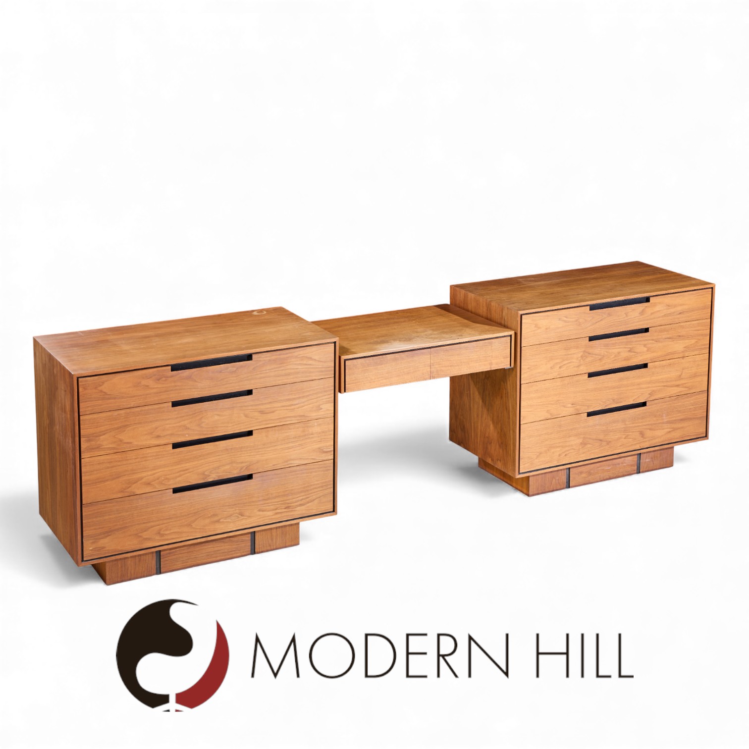 Vladimir Kagan for Dreyfuss Mid Century Walnut and Lucite Vanity Dresser