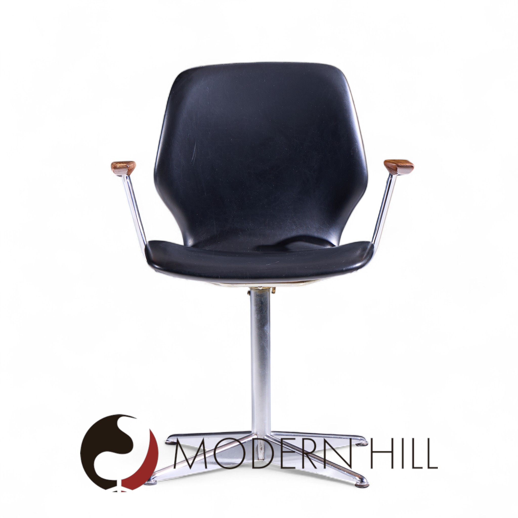 Westnofa Mid Century Teak and Chrome Swivel Chair