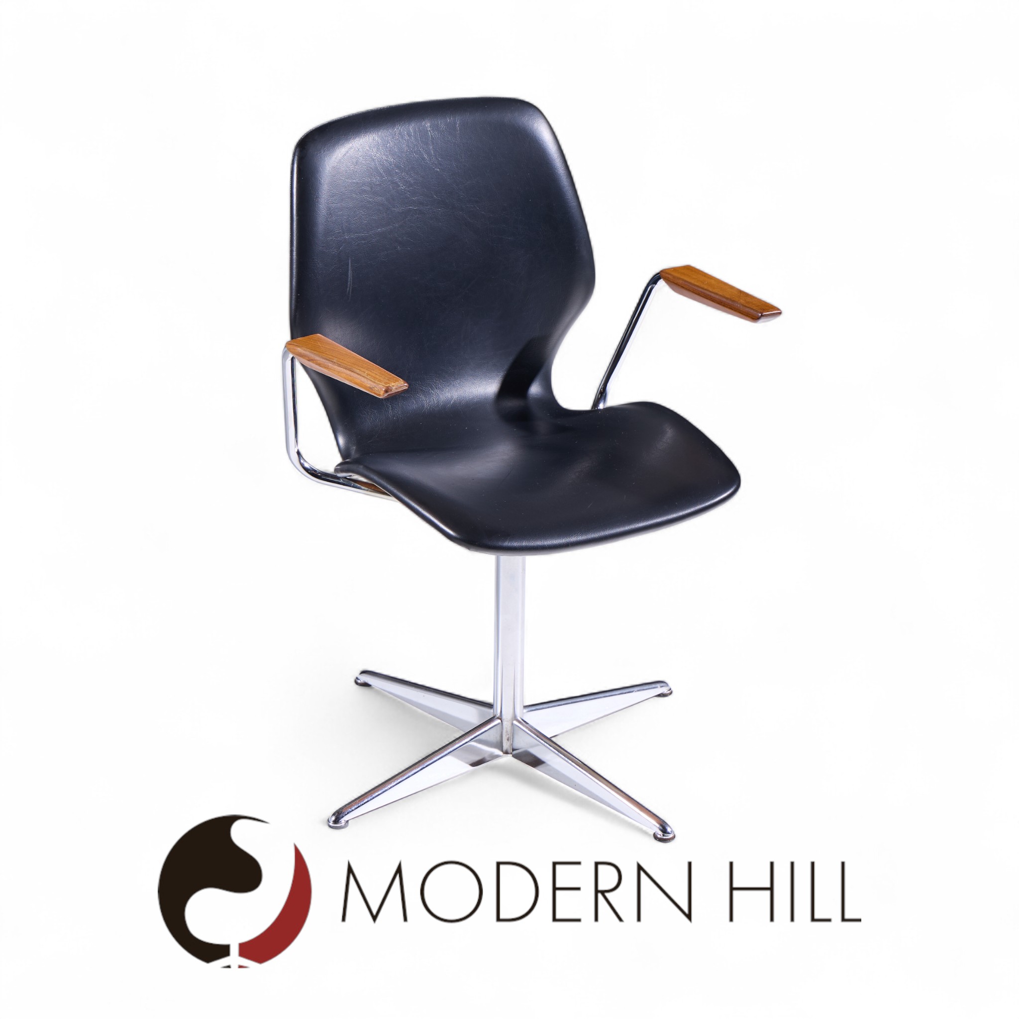 Westnofa Mid Century Teak and Chrome Swivel Chair