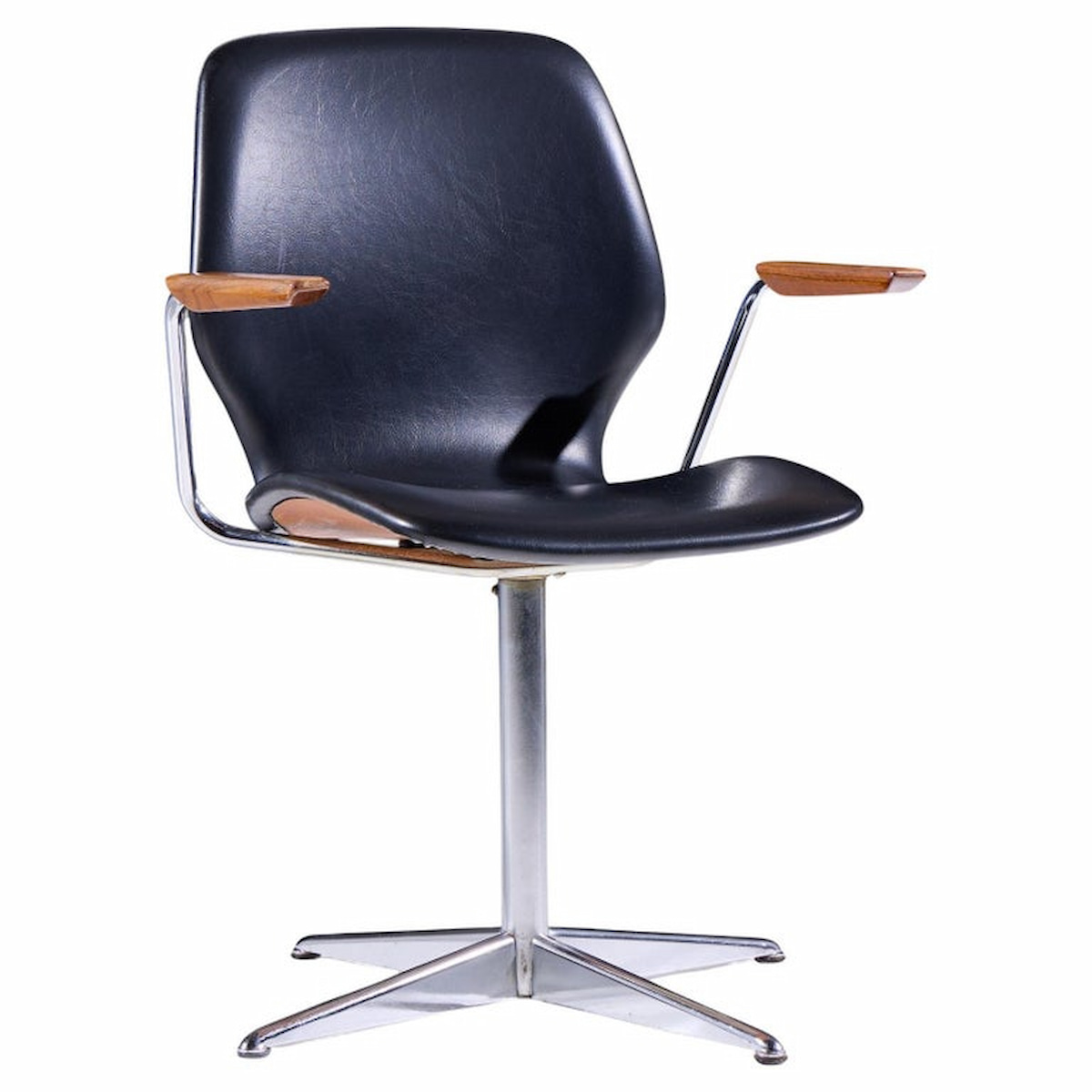 Westnofa Mid Century Teak and Chrome Swivel Chair