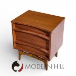 Young Manufacturing Mid Century Curved Walnut Nightstands - Pair
