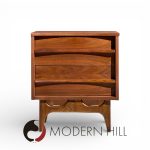 Young Manufacturing Mid Century Curved Walnut Nightstands - Pair