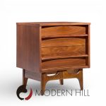 Young Manufacturing Mid Century Curved Walnut Nightstands - Pair
